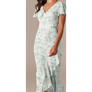 AW BRIDAL 10 L verdant wilds green floral Celia spring party maxi dress NEW B55